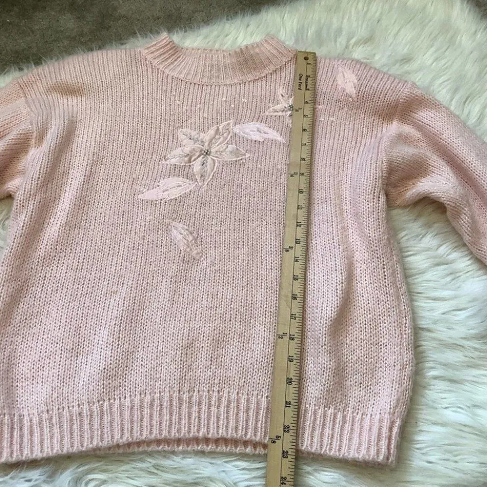 Shenanigans Size Large Vintage 80's Retro Cute Kawaii Light Pink Pastel Sweater - Image 4