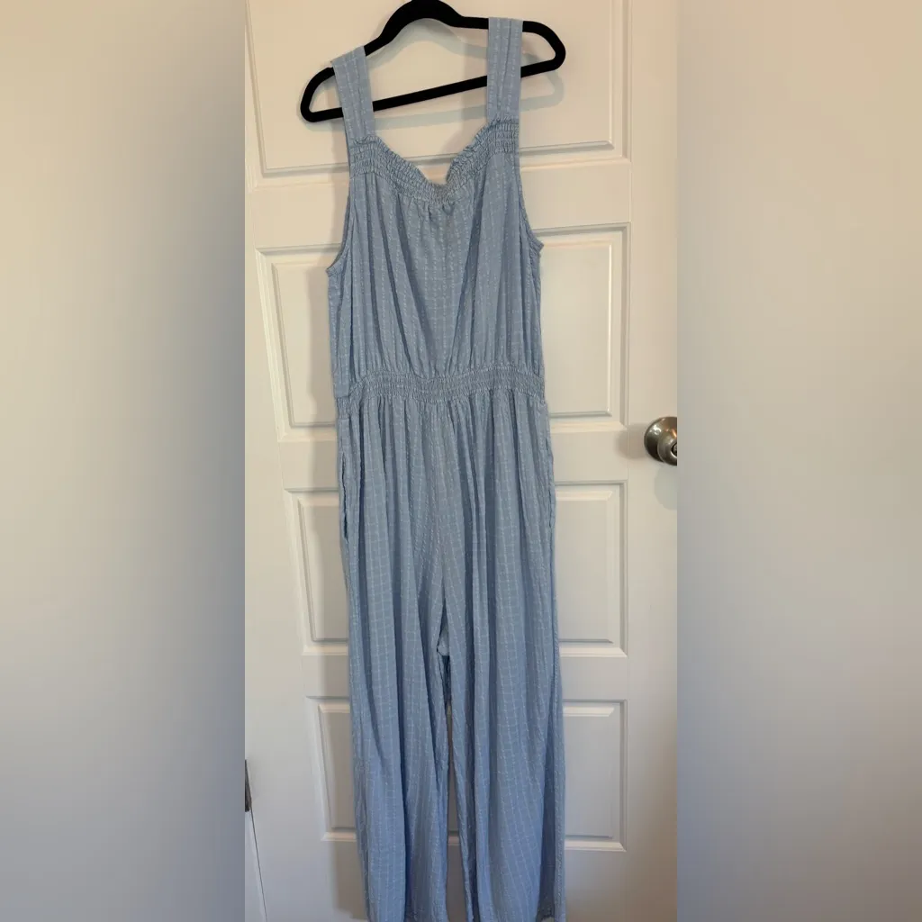 Universal Thread Blue Poplin Size Medium Wide Leg Jumpsuit Romper Woman’s - Image 3