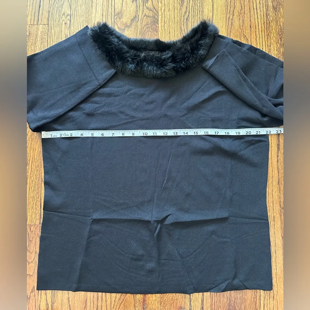 Joseph A Stretchy Blouse with Faux Fur 1X - Image 8