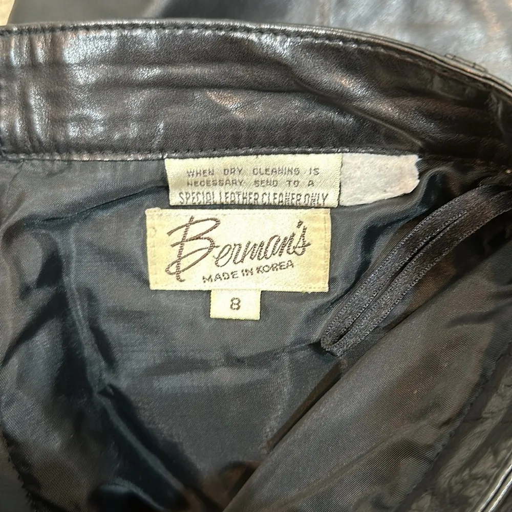 Vintage Berman’s Korea Leather High Rise Ankle Women Pants VTG 8 Approx 4 Petite Black Size 4P - Image 9