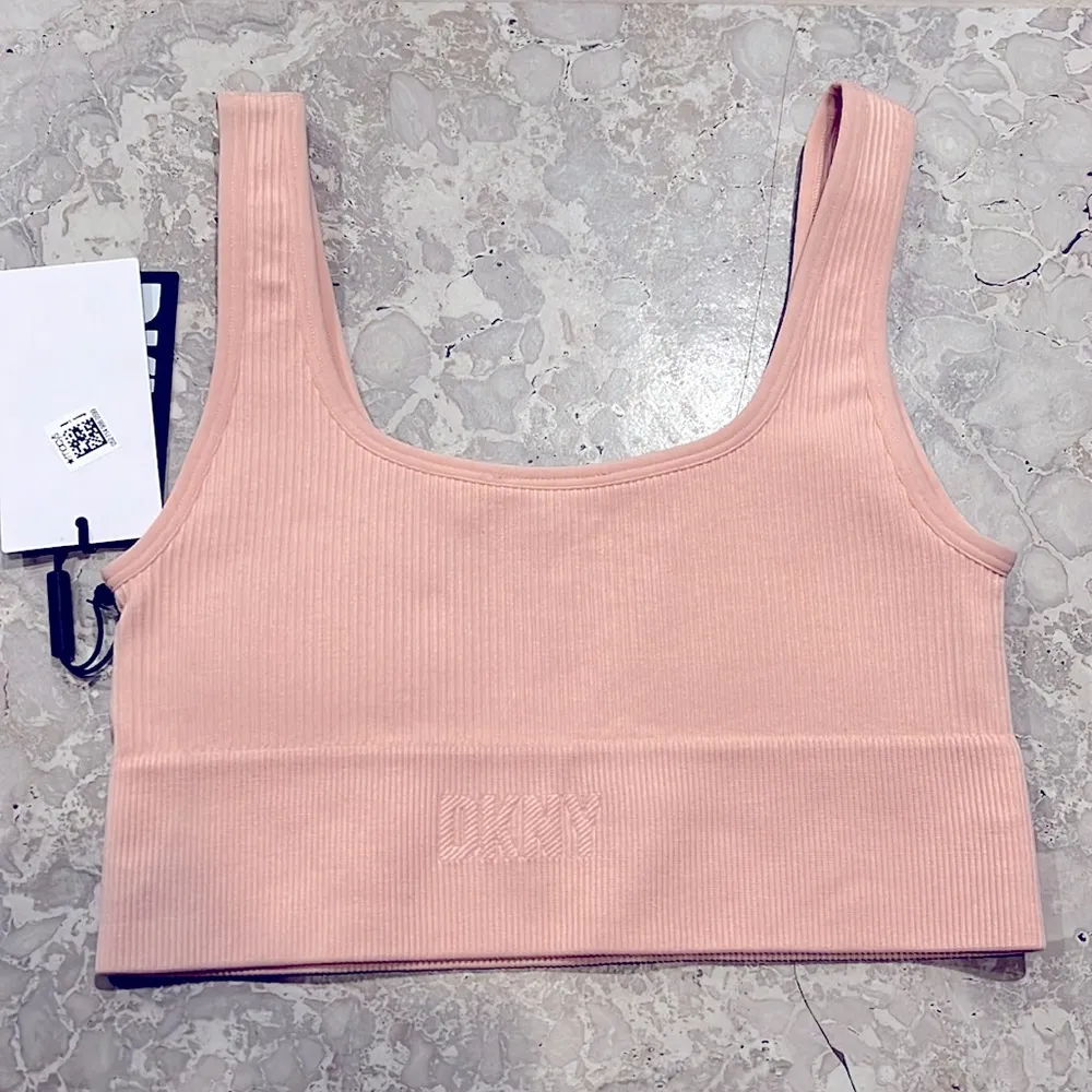 DKNY Support Yoga Boat Neck Running Bra, Rosewater Pink, Size XS New w/Tag - Image 5