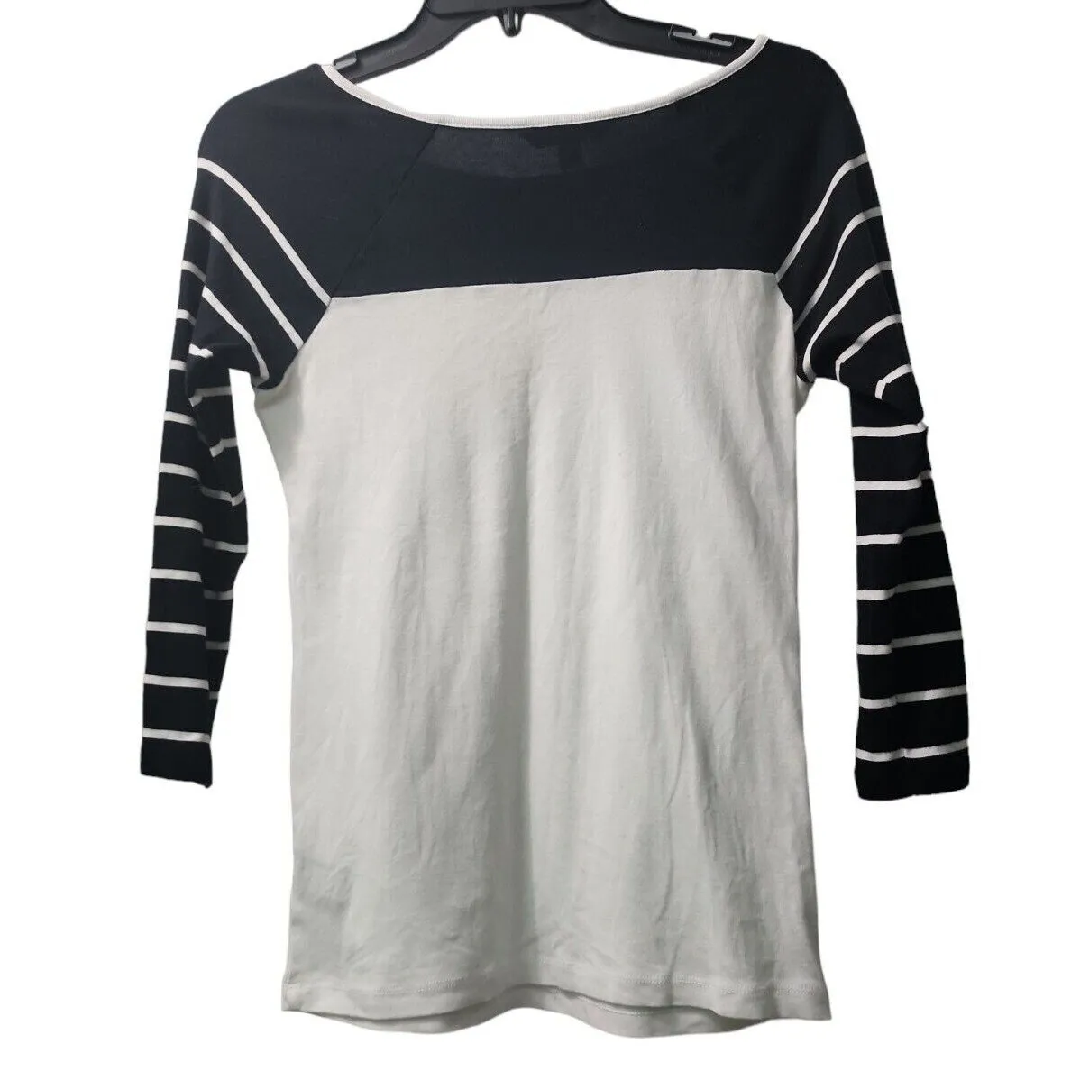 Lauren Ralph Lauren Striped 3/4 Sleeve Top Boat Neck‎ Gold Buttons S - Image 2