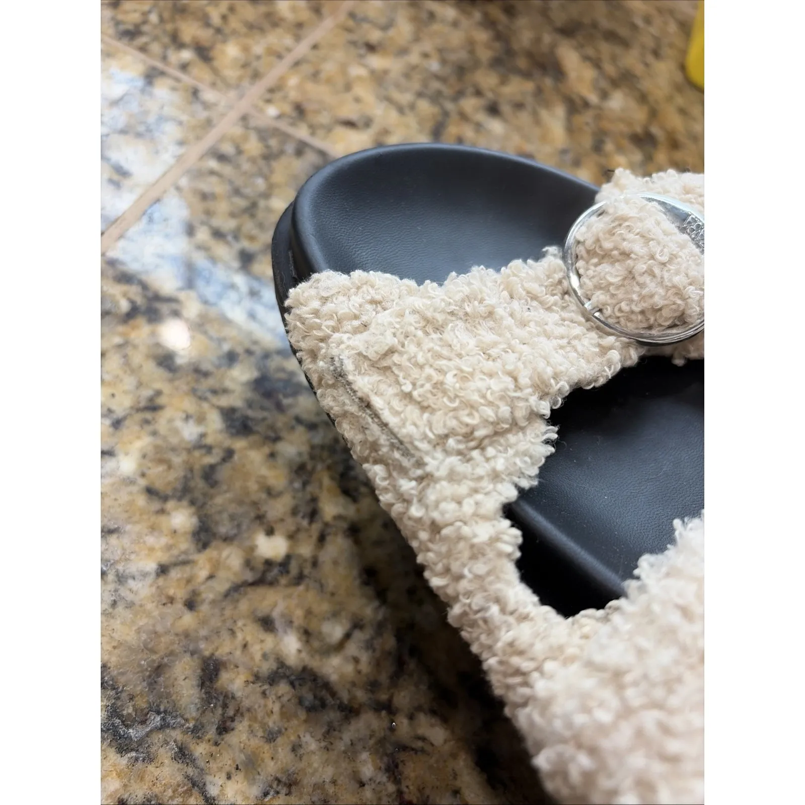 ZARA Beige Sherpa Faux Fur Lined Strap Buckle Sandals Shoes Unisex Womens 39 / 9 - Image 15