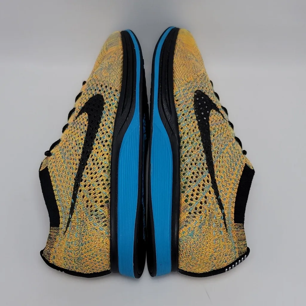 Nike Flyknit Racer Sherbet Bright Citrus Blue Lagoon Trainers 526628-800 Sz 7.5 - Image 9