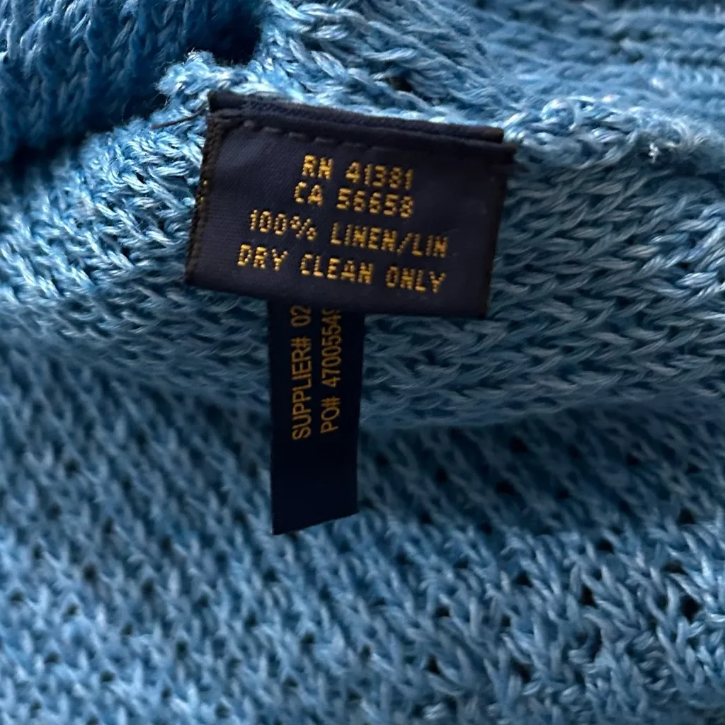 Polo Ralph Lauren Women’s Turquoise 100% Linen V-Neck Boxy Sleeveless Sweater XS - Image 6