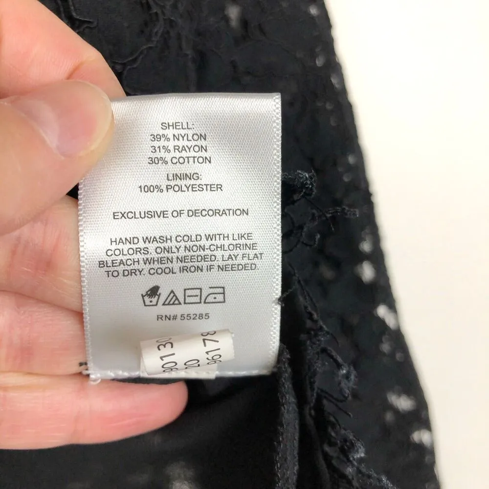 EXPRESS Black Lace Ruffle Long Sleeve Top with Mock Neck Zipper Back Size XS - Image 7