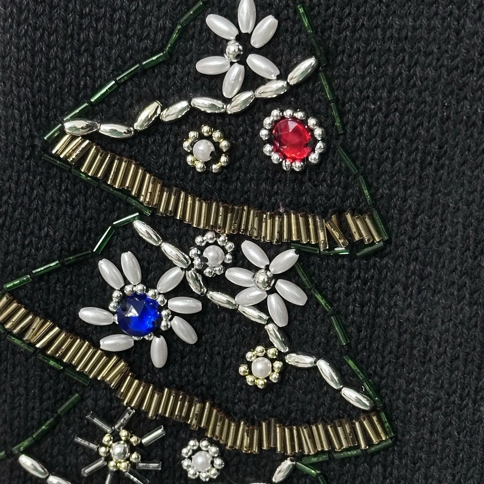 Vintage‎ Carolyn Taylor Holiday embroidered crochet Small Cardigan Sweater Vest - Image 4