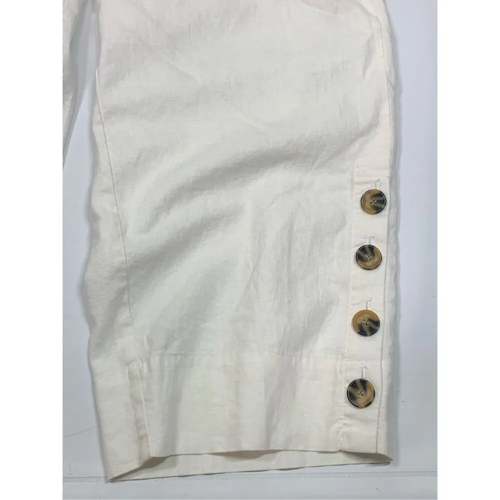 John Mark Linen blend wide leg crop pant size medium White - Image 4