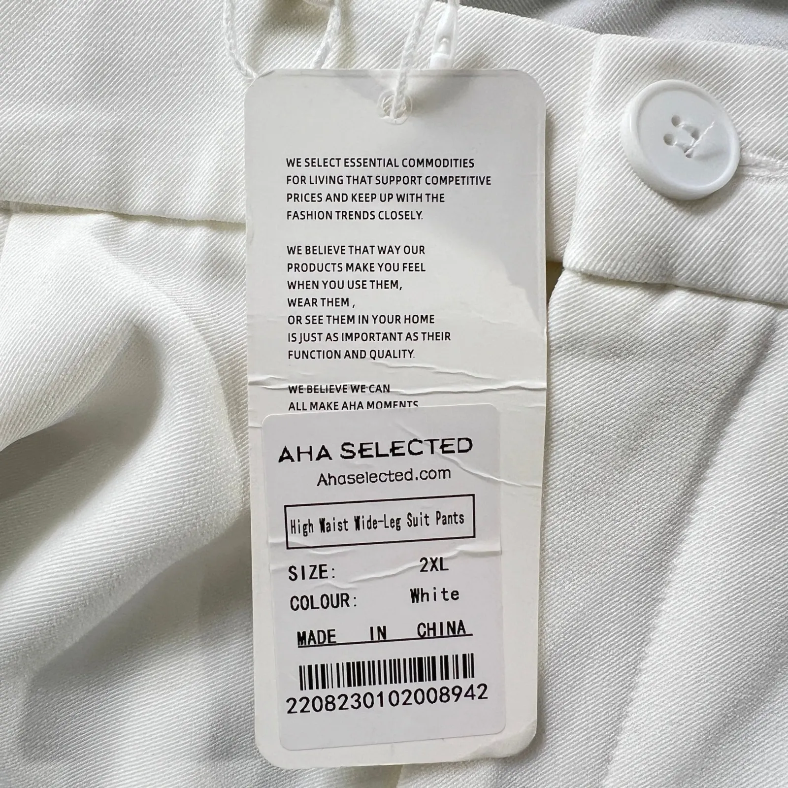 AHA Selected High Waist Wide Leg Pants 2XL Women White Minimal Workwear Size XXL - Image 6