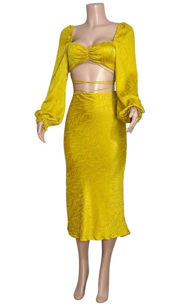 NEW HOUSE OF HARLOW 1960 Set Courteline Top & Skirt, Gold, XS Gold - Image 8