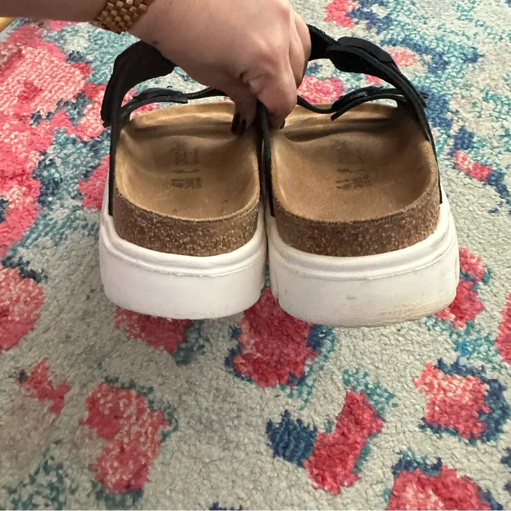 Birkenstock Papillio Arizona Chunky Black Suede Slide Sandals - Image 4