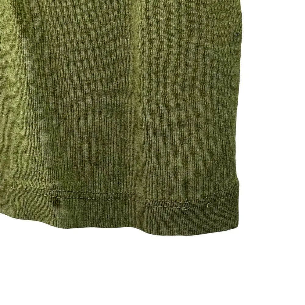 J Crew Long‎ Sleeve V Neck Fitted Tee Women’s Medium Olive Green Top- FLAWED - Image 4
