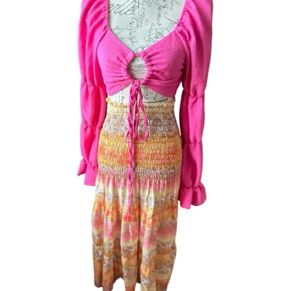 Bohemian Orange Maxi Skirt - Image 2