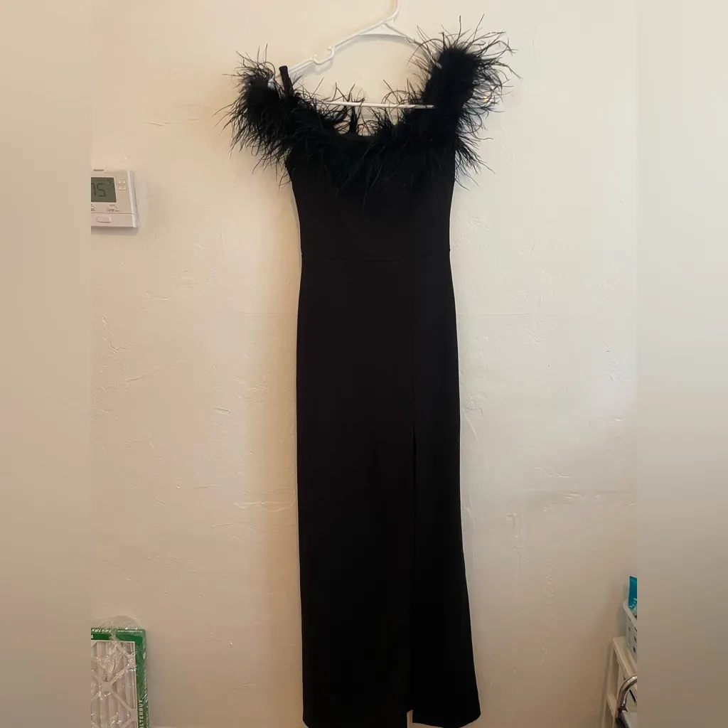 B. Darlin Black Dress with Feathers - Image 2