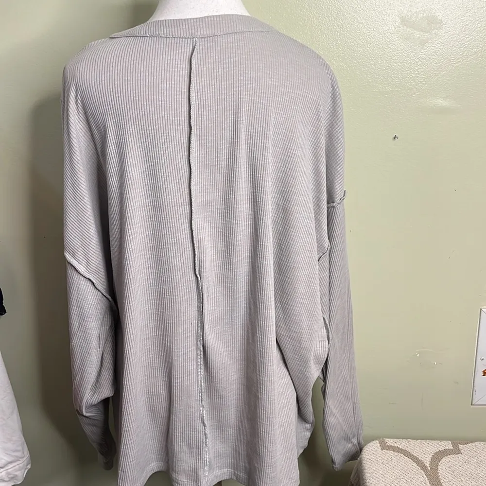 Baltic Born Henley Gray Button-Up drop shoulder long Sleeve Top size 2X - Image 3