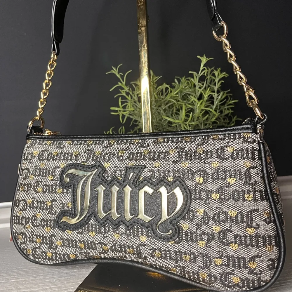 Juicy Couture Poker Face Black And Gold Baguette Shoulder Bag NWT - Image 2