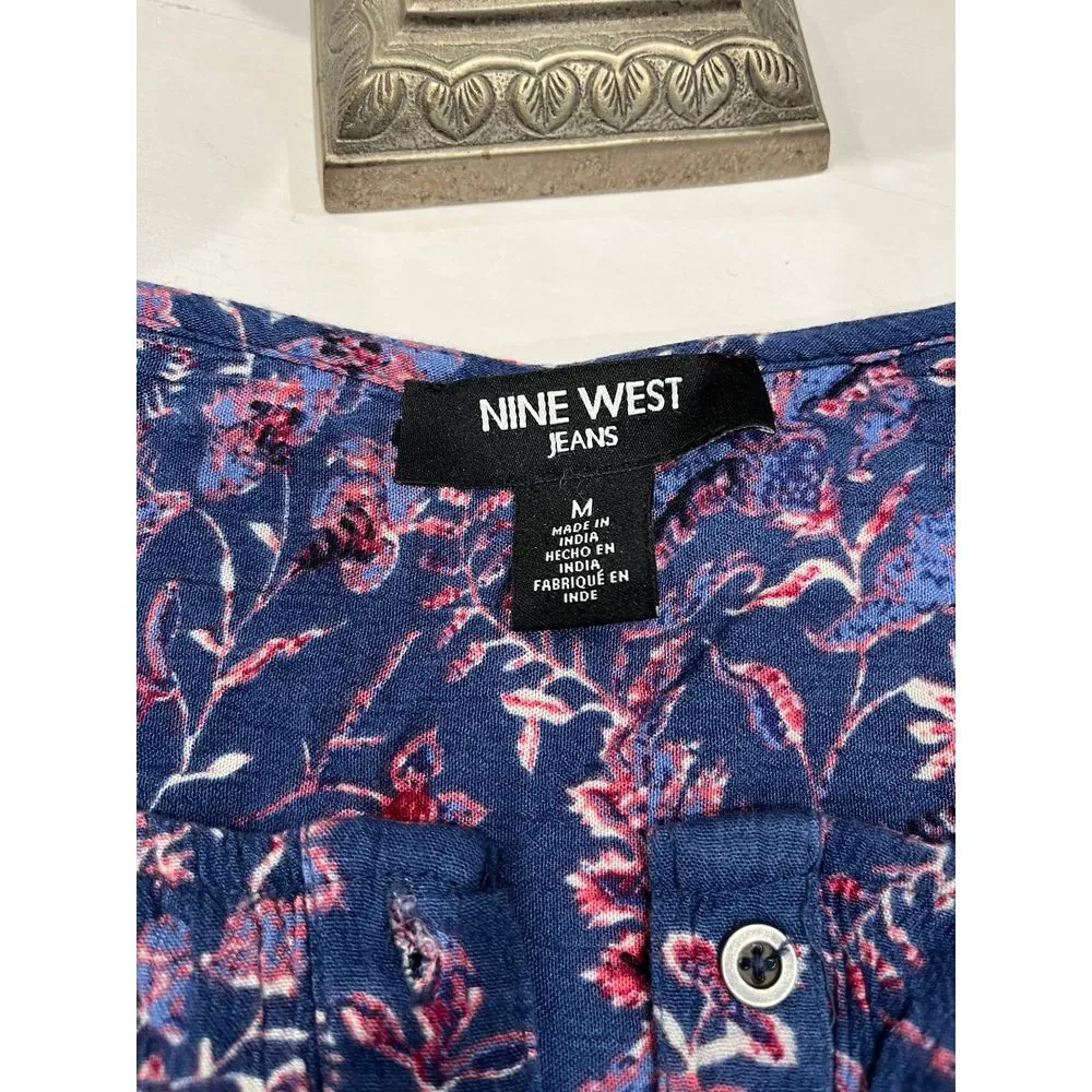 Nine West jeans boho blue‎ flower top size medium - Image 2
