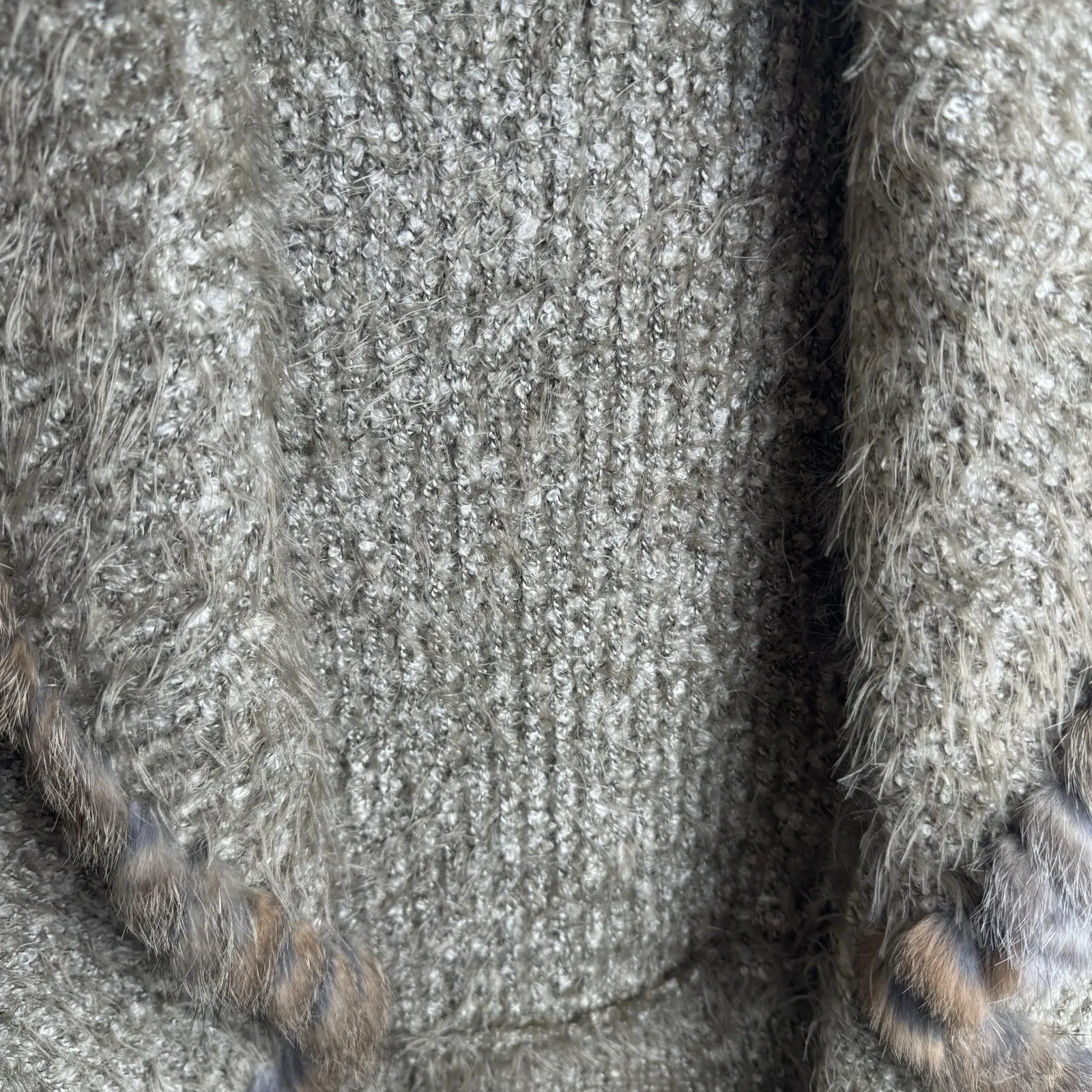 Love Token Vest Size XS  Womens Rabbit Fur Trim Beige Cozy Soft Luxe Sweater - Image 15