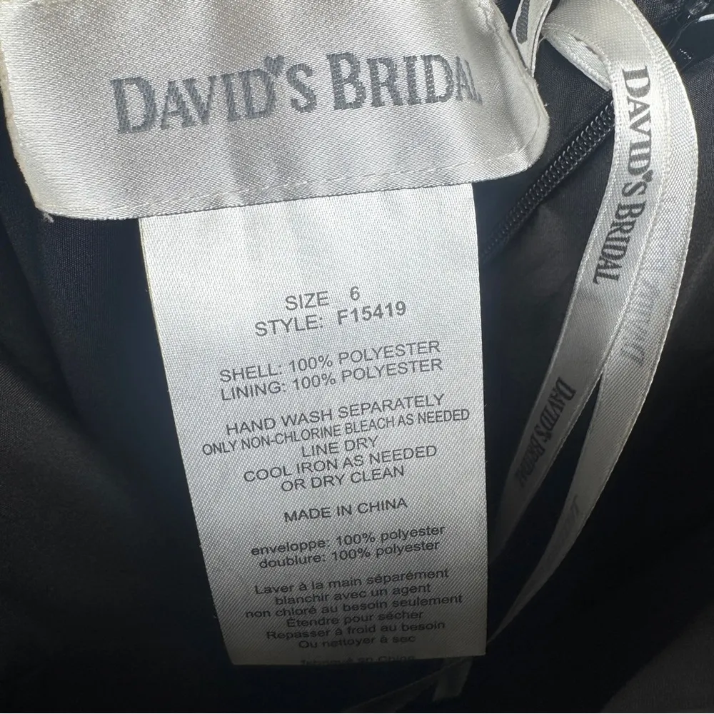 David’s Bridal Size 6 Black Sequin Party Dress Strapless - Image 4