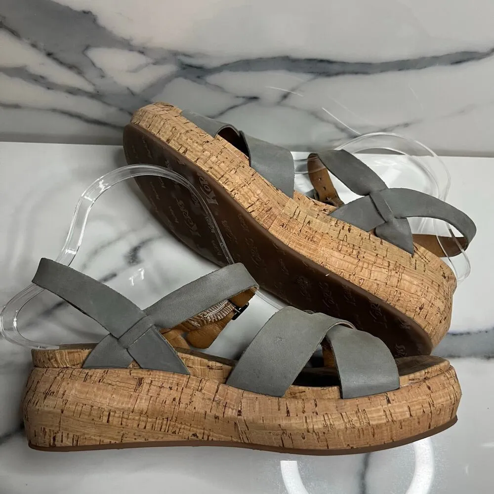 Korks Women's Sage Green Leather Cork Sole Comfort Platform Kalie Sandals Sz 8 - Image 8