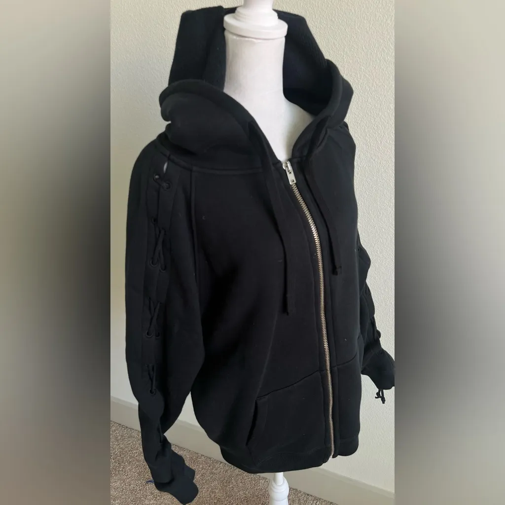 IRO 100% COTTON Black oversized Hoodie Jacket - Image 2