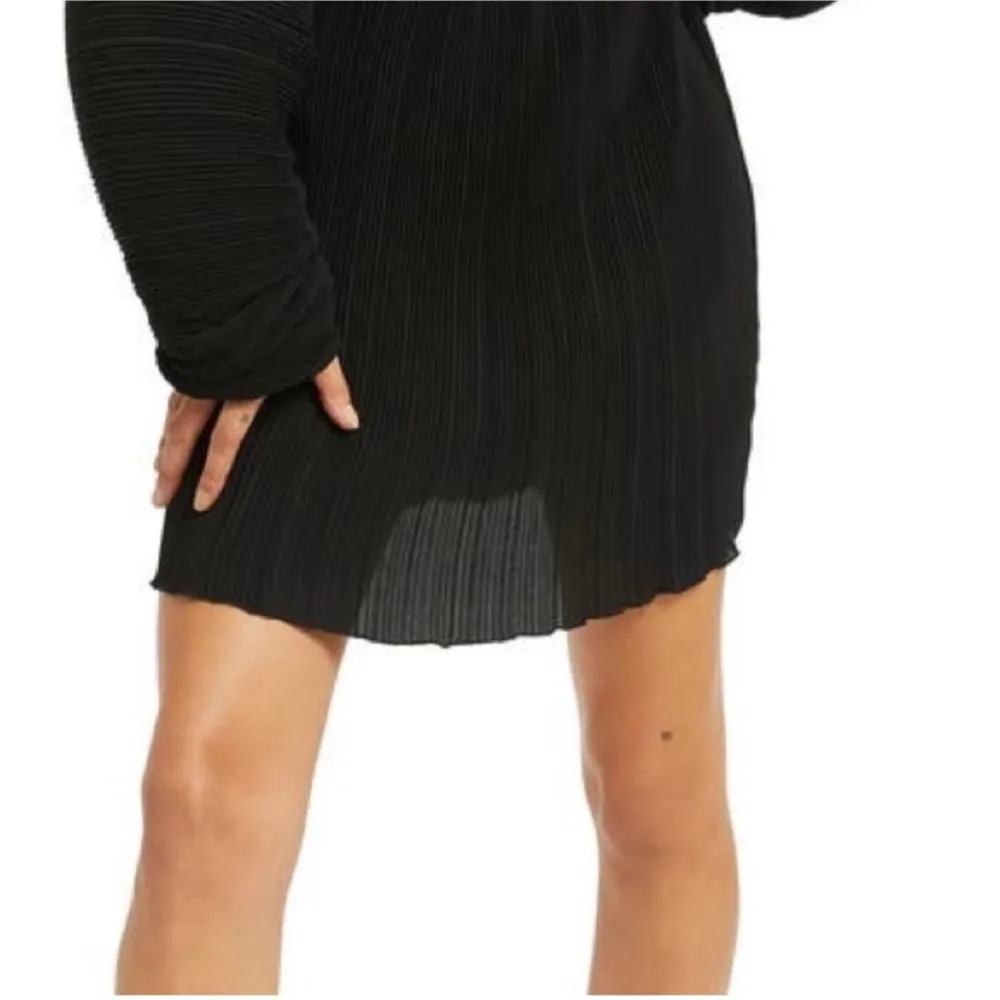 Good American Plissé Sculpted Long Sleeve Cutout Black Mini Dress, NWT, Size 3/4 - Image 8
