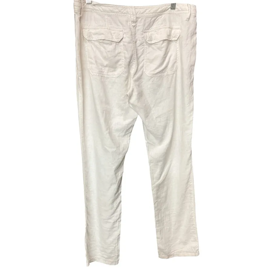 Nine‎ West Vintage Linen Blend Pants White Mid-Rise Drawstring Size 8P / 29 - Image 3