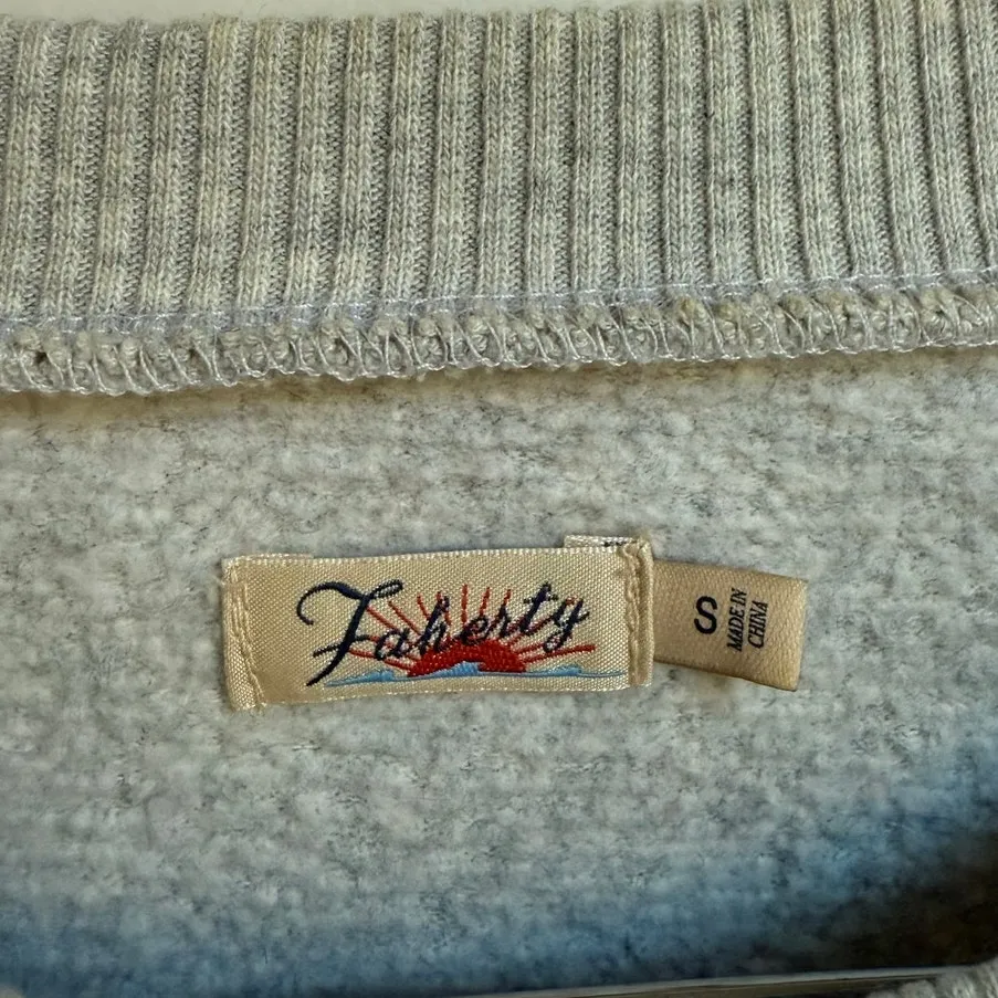 Faherty Gray Horizontal Stripe Palm Tree Vacation Sweater‎ Beach Boho Size Small - Image 4