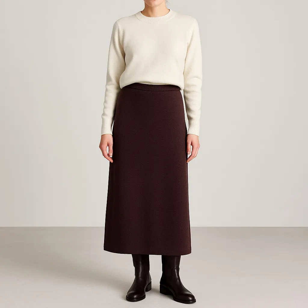 Classiques Entier Pony Brown Merino Wool Maxi Skirt XL Pull On Elastic Waist VTG - Image 12