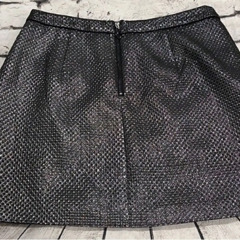 #316 PINK TARTAN Metallic Silver Mini Skirt Gray Size 12 - Image 3