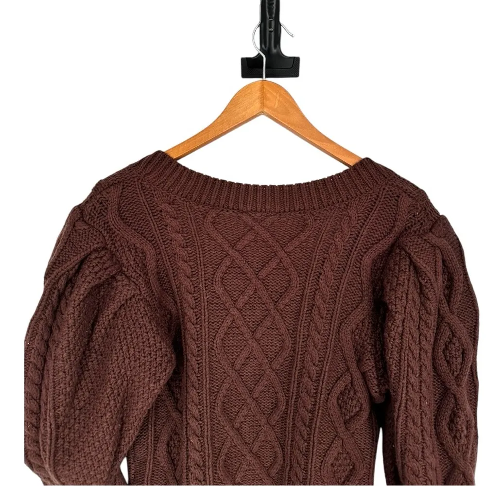 Joe’s Jeans The Ara Sweater size Large Brown Cotton Wool Chunky Knit Square Neck - Image 6