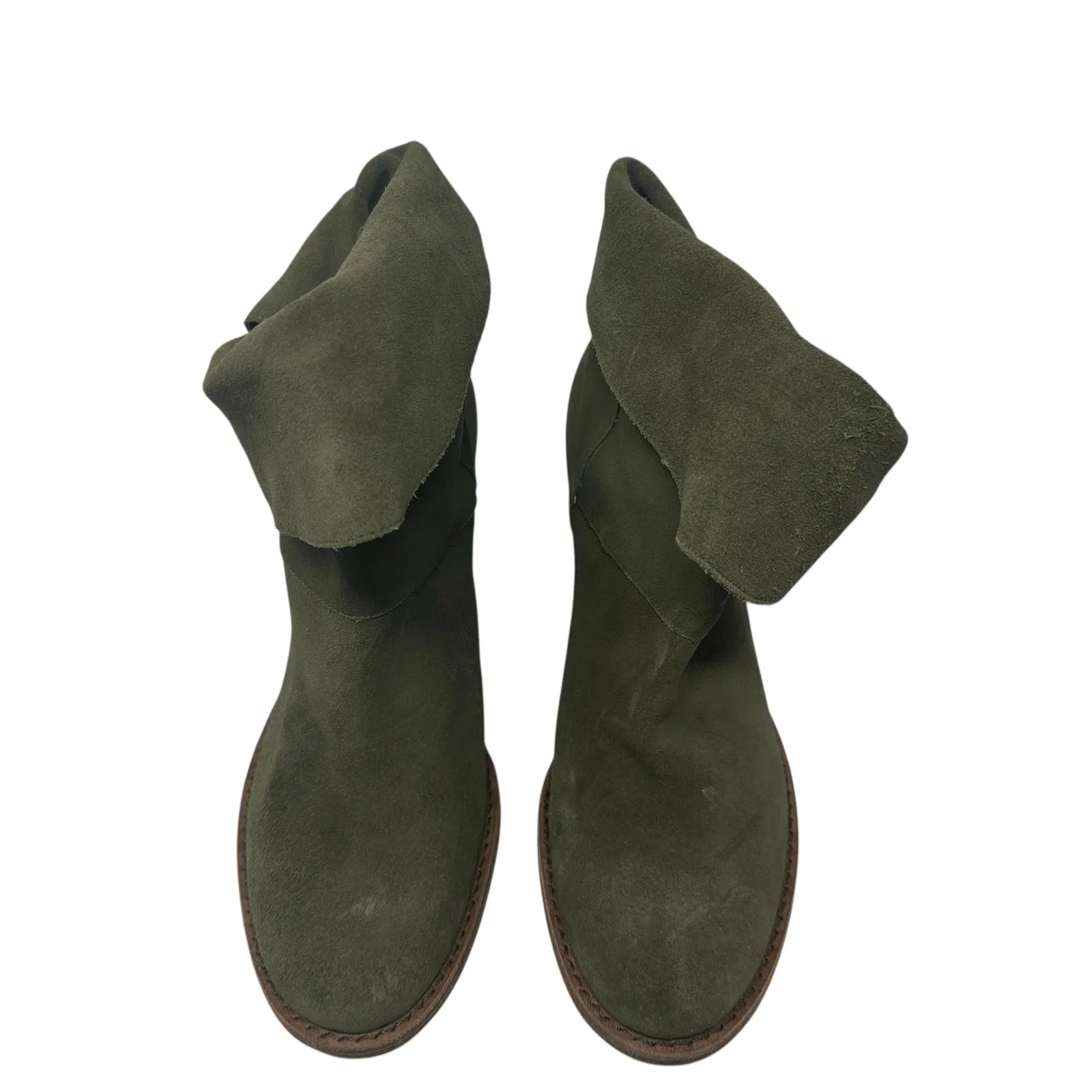 Alice + Olivia Caden Booties Boots Heeled Suede Olive Green Size 40 US 10‎ - Image 5