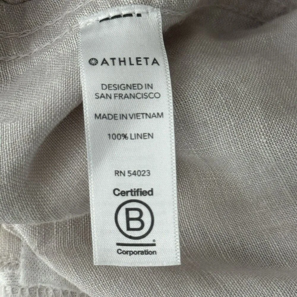 Athleta Pants Womens 10 Tan Camo Cabo Tide Linen Jogger Travel Lounge Athleisure - Image 7