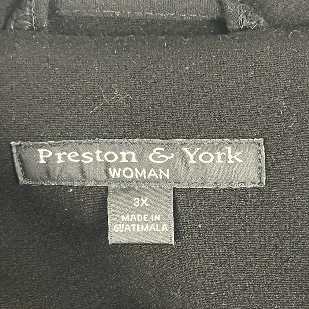 PRESTON & YORK. Black Hidden Snap Button Closure Lined Long Sleeves Coat Size 3X - Image 3