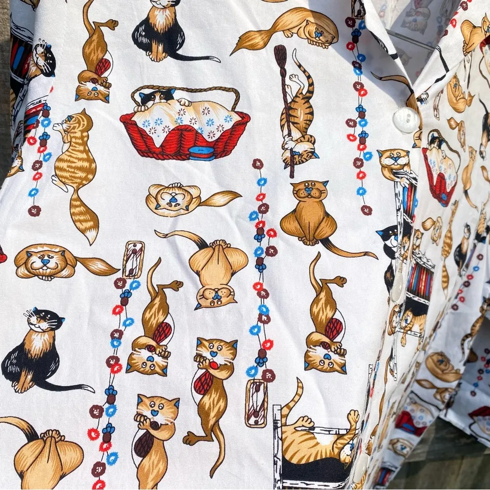 Crazy Cat & Yarn Collared Button Down Shirt - Image 3
