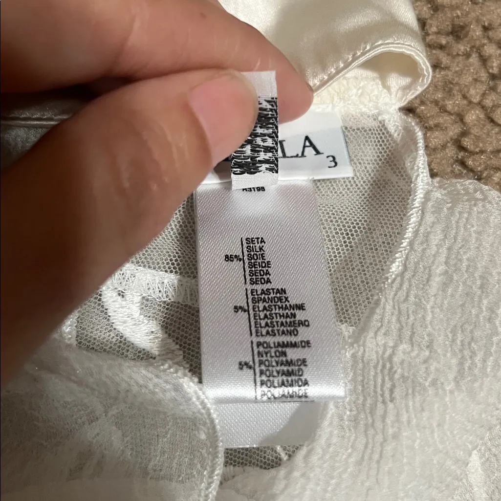 La Perla Silk Camisole Sheer Floral Embroidered Ribbon Tie Straps 3 / M - Image 6