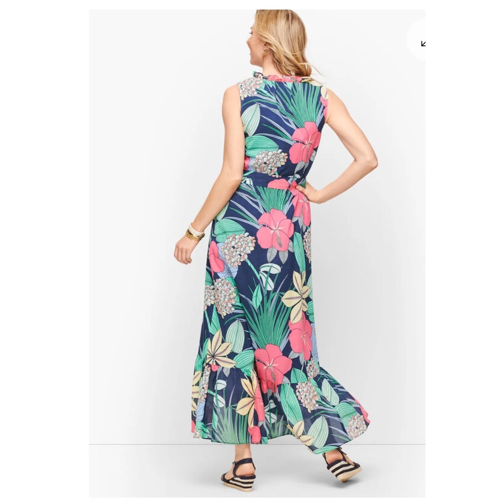 TALBOTS Voile Hibiscus Maxi Dress Size 4 Multicolor NEW Gardencore Spring Flower - Image 5