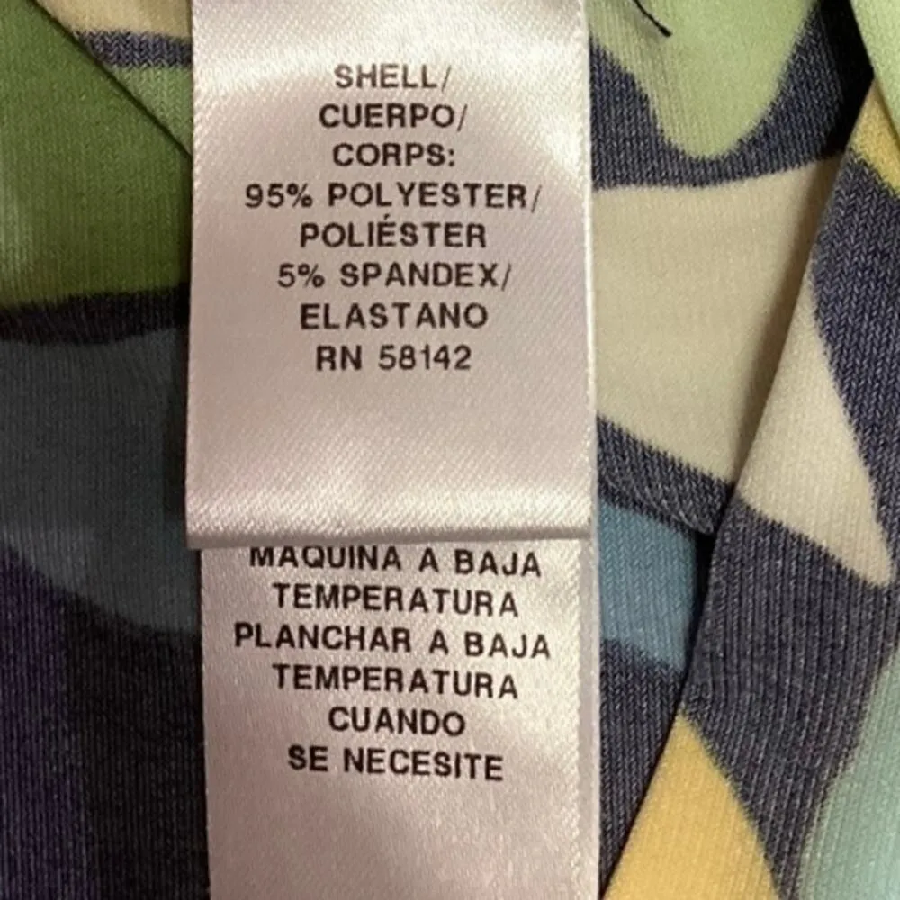 Maggy London Blue Green Cap Sleeve Printed V Neck Mini Wrap Dress Size 0 - Image 4