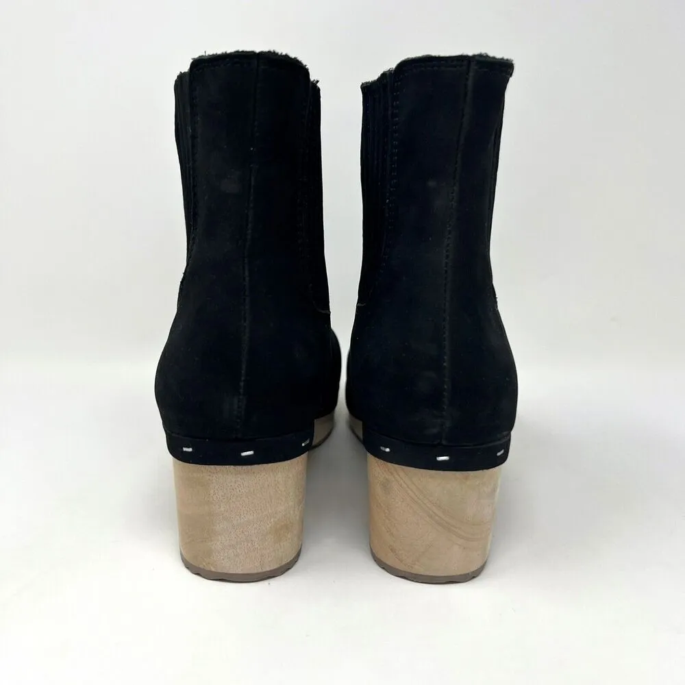 Loft  Black Suede Chelsea Retro Clog Swedish Style Ankle Boots Women’s Size 6.5M - Image 9