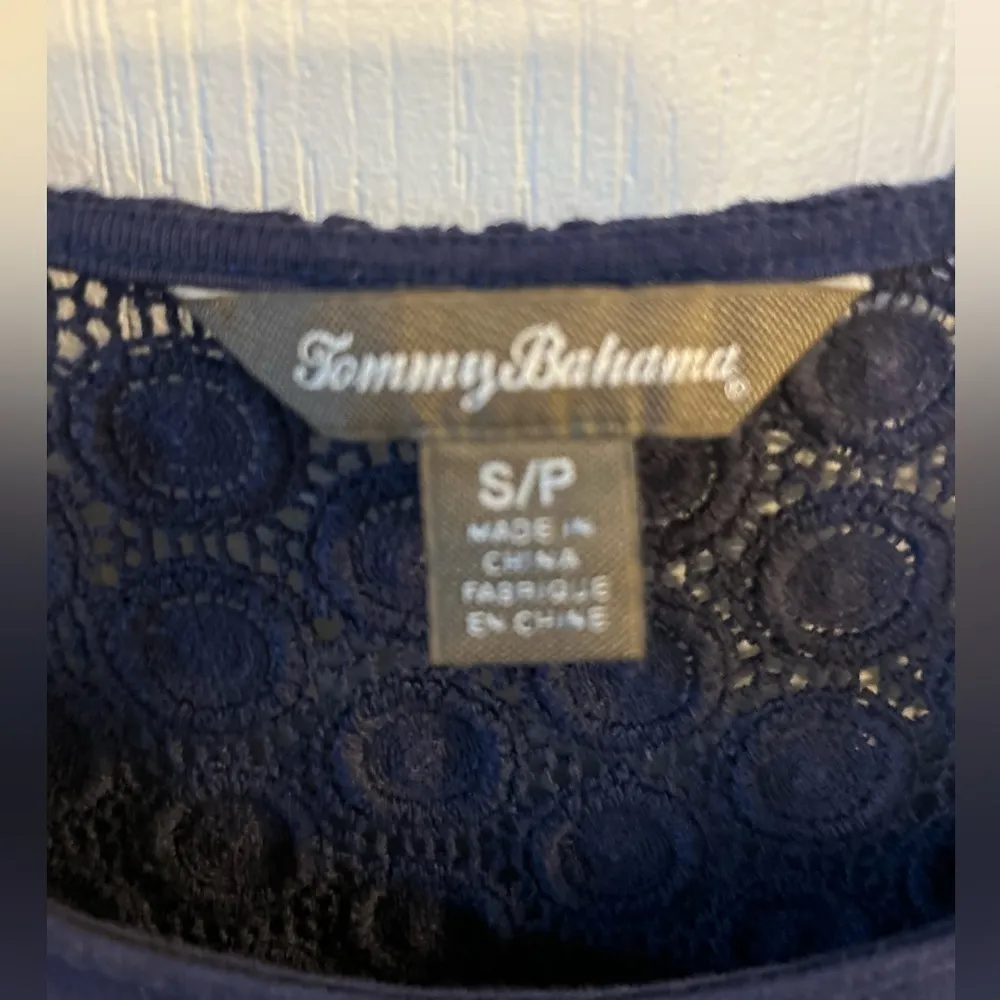 Tommy Bahama Women's Navy Blue Lace Dress Swim Coverup Size Small - Image 5