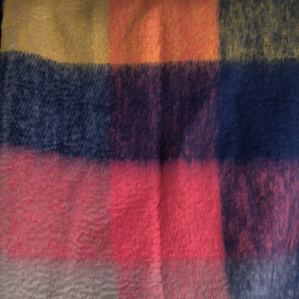 NEW Forever 21 fluffy multi colored checkered scarf 74x18” Fringe - Image 3