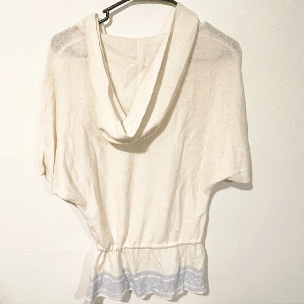 Vineyard Vines Size Small Hooded Short Sleeve Sweater Cashmere Linen Ivory - Image 4