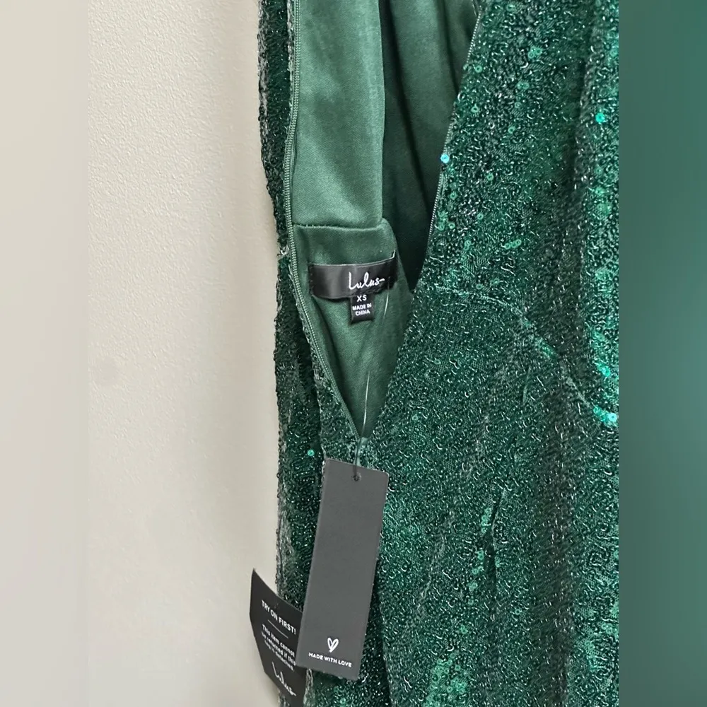 NEW Lulus Hilaria Emerald Green Sequin Bodycon Mini Dress Women’s XS Glitz Glam - Image 12