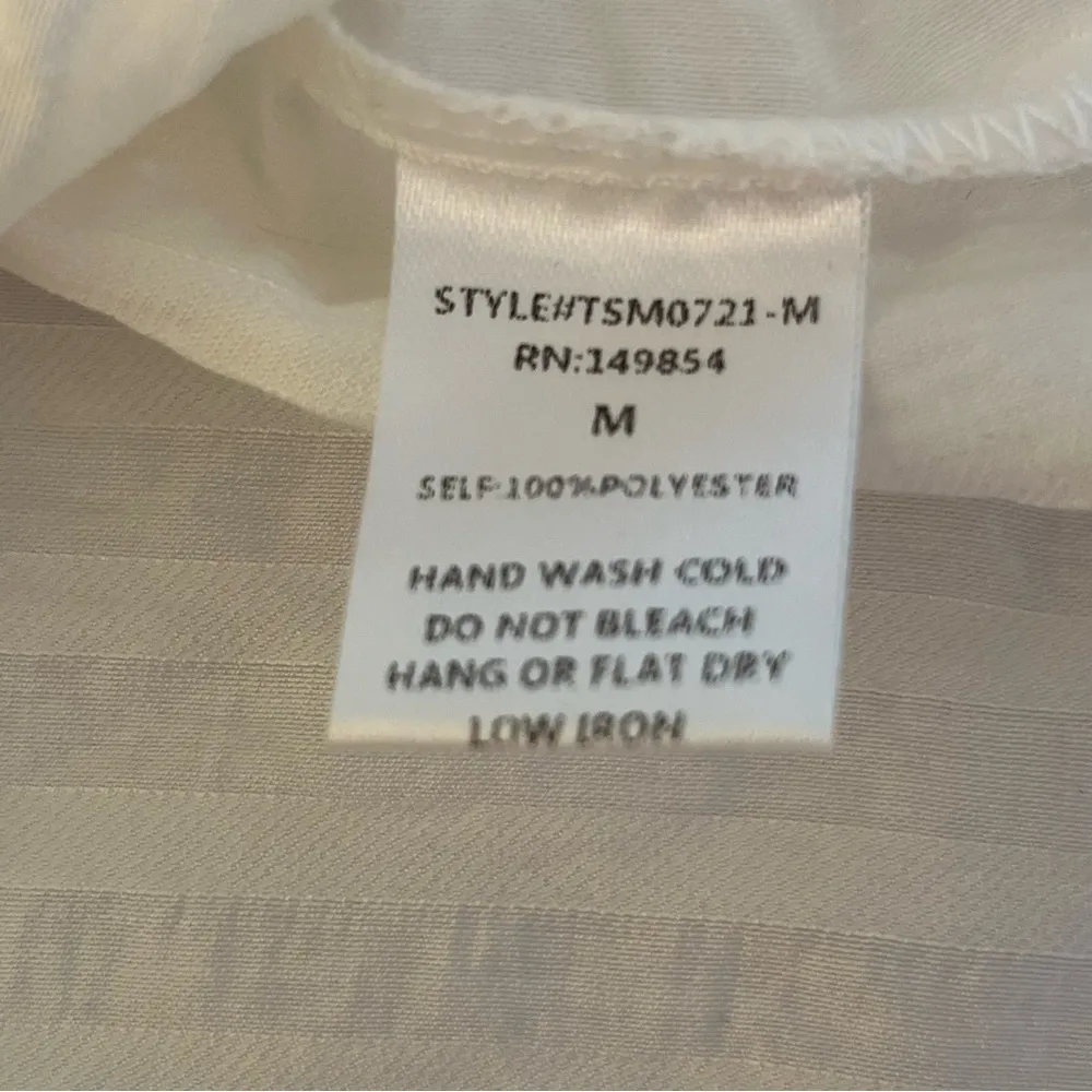 NEW Sage Linen V Neck Shirts Shirt Spring Autumn Casual Long Sleeve White Medium - Image 8