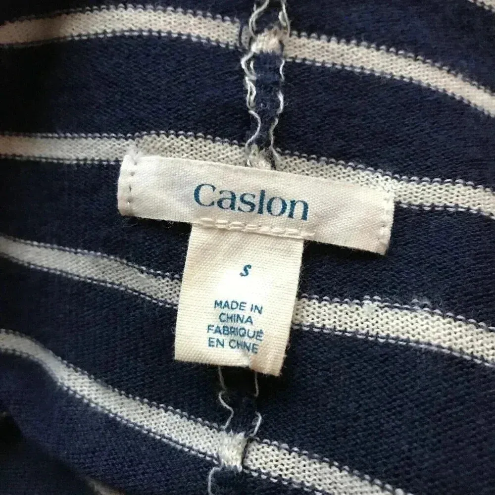 COPY - CASLON Soft & Thin Cotton/Modal Blue striped Asymmetrical Cardigan SMALL - Image 5