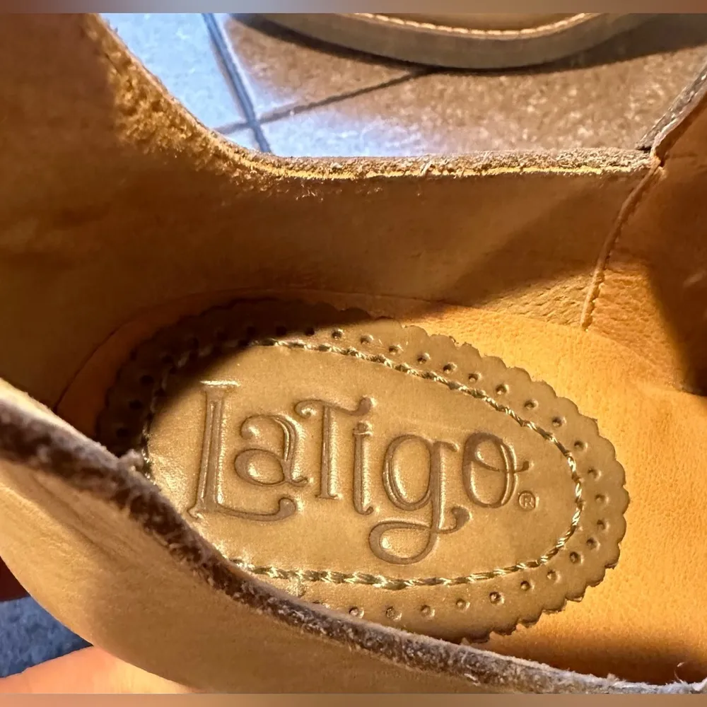 Latigo Tan Kick Woven Split Shaft Booties Blocked Heel. Sz 6M Leather. 2 Inch - Image 7