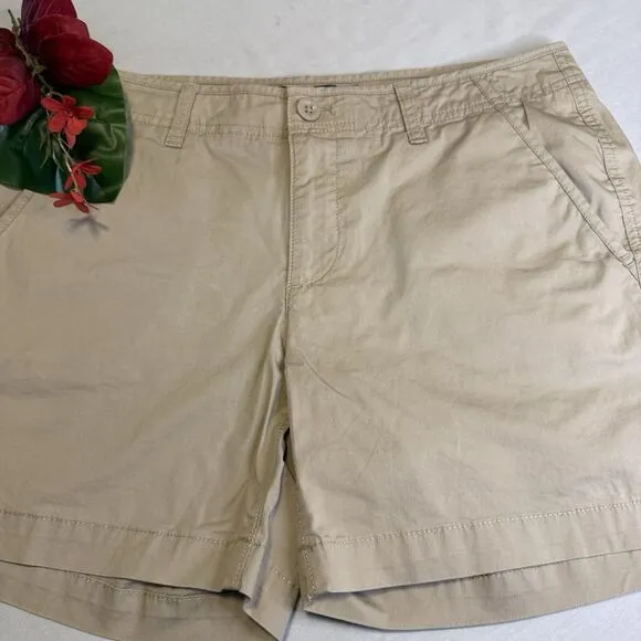 Eddie Bauer Women's Slightly Curve Tan Chino Khaki‎ Beige Shorts, Size 6 - Image 3