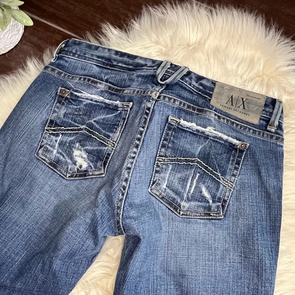 Armani Exchange light destroyed denim sz 2 Blue - Image 4