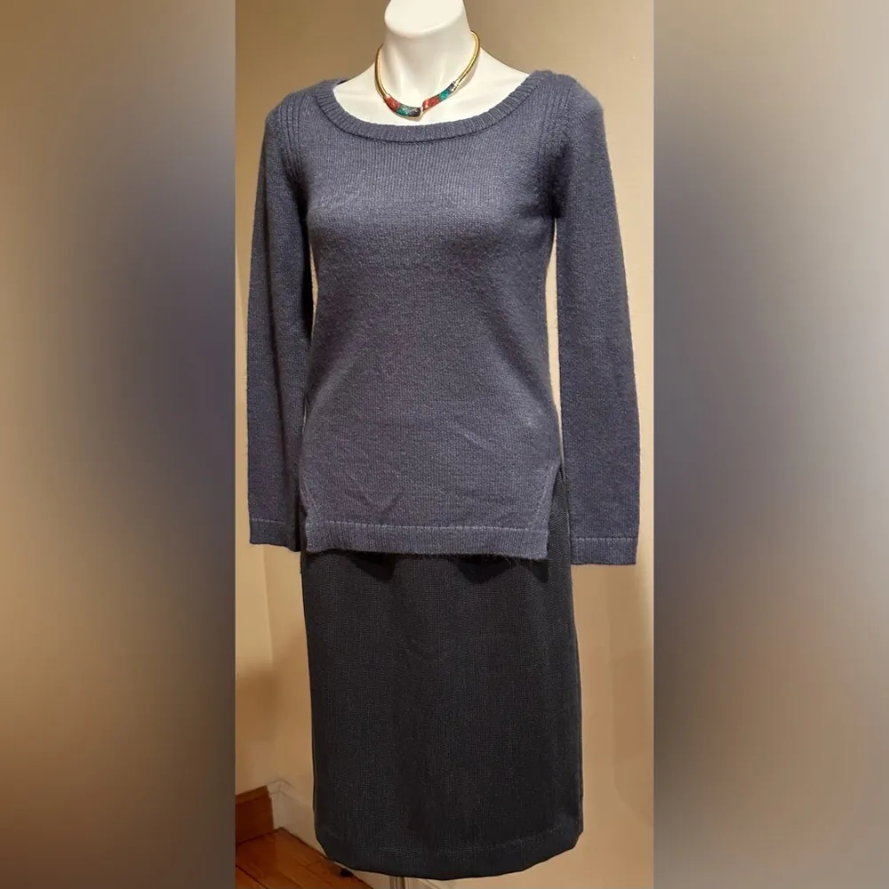 Lauren Conrad Blue Pull Over Sweater Open Knit Round Neck Acrylic & Nylon SZ S - Image 2