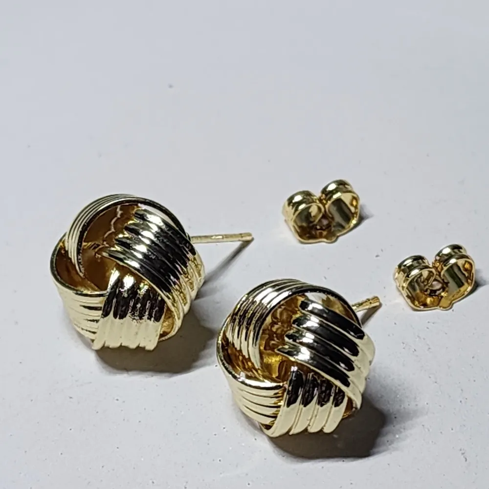 Gold Love Me Knot Post Earrings - Image 2